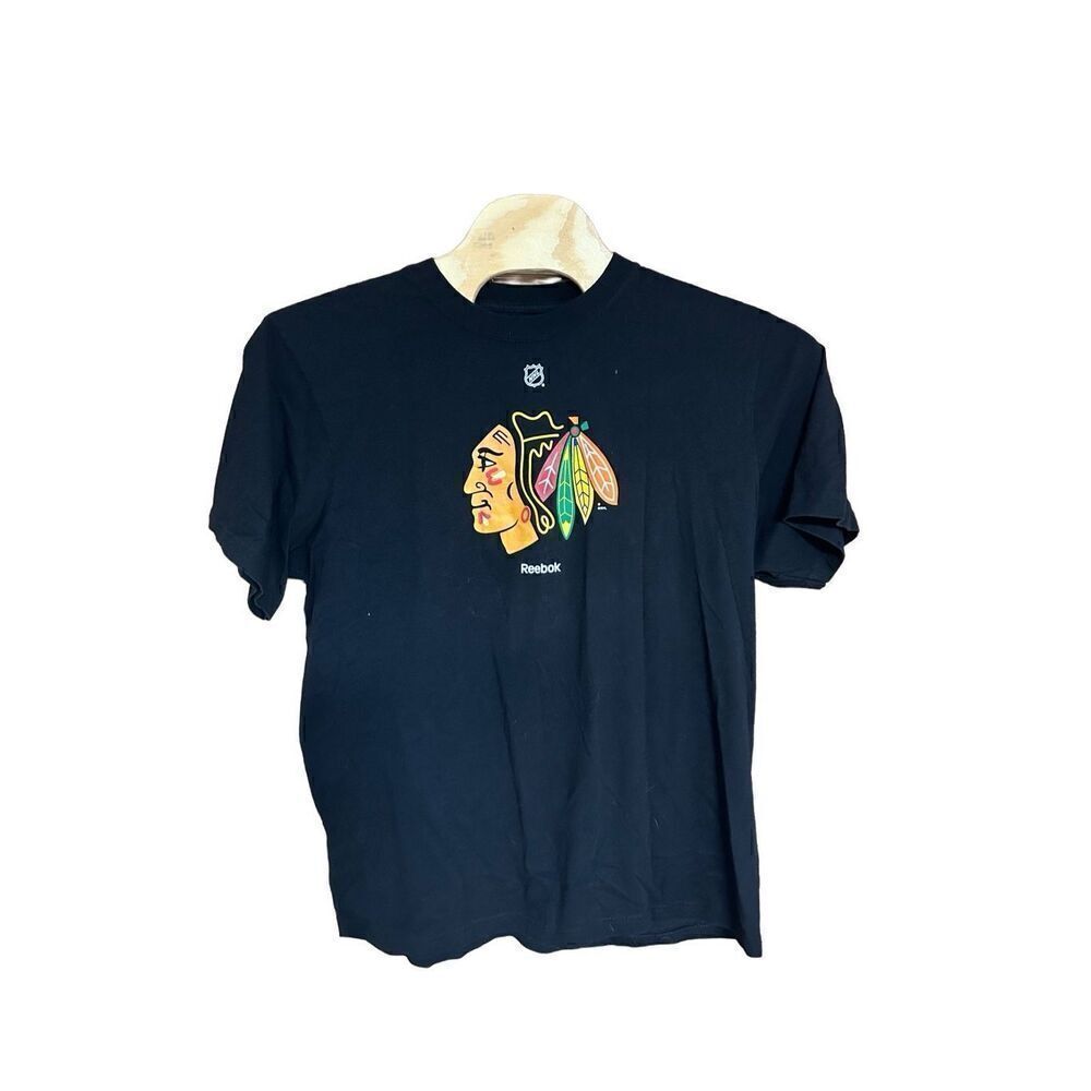 Reebok XXL (2XL) Chicago Black Hawks NHL Cotton T-Shirt Black
